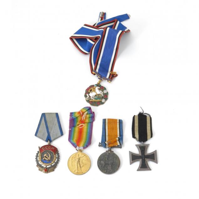 five-20th-century-military-medals-with-ribbons