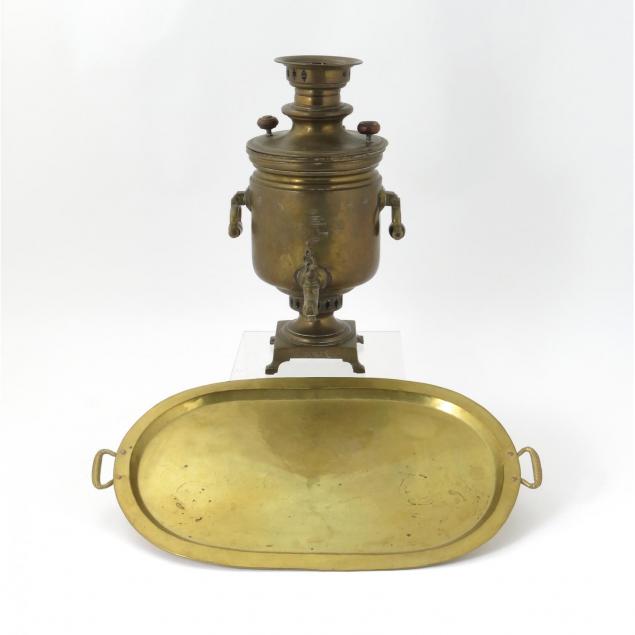 russian-19th-century-brass-samovar-and-tray