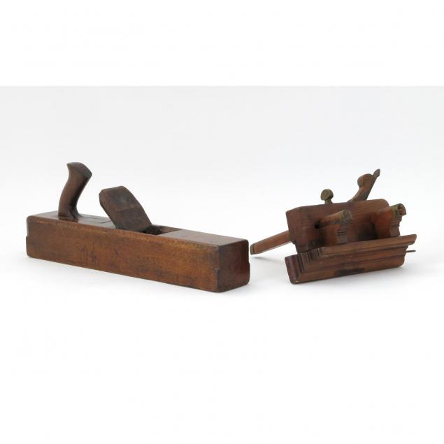 two-antique-wood-and-brass-carpentry-planes