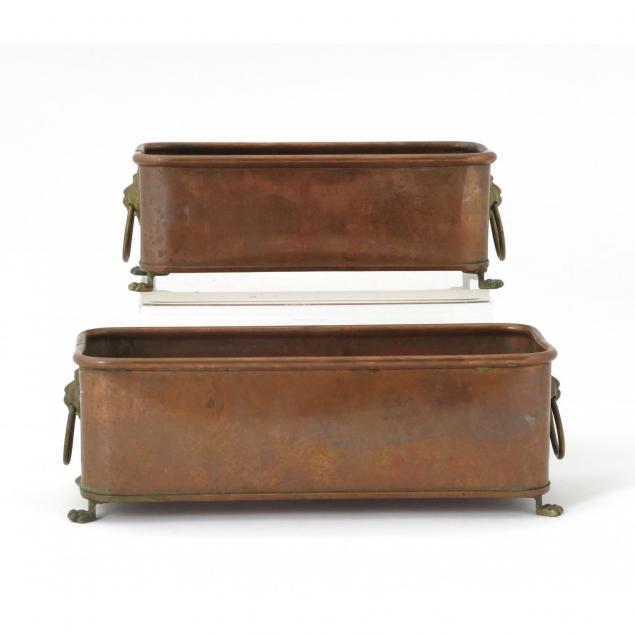 two-copper-planters-with-brass-mounts