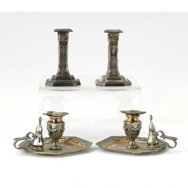 two-pairs-of-silverplate-candlesticks