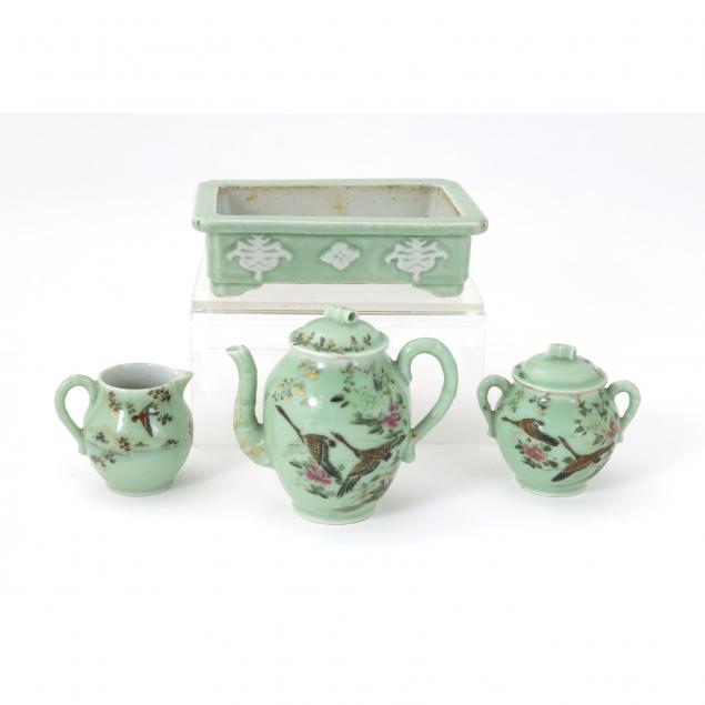 japanese-celadon-glazed-tea-set-and-bonsai-planter