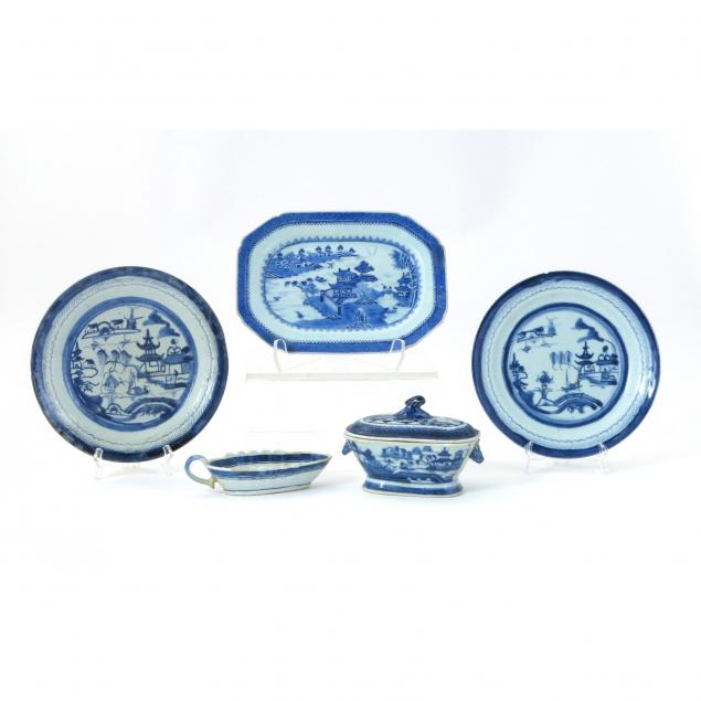 five-pieces-of-antique-canton-porcelain