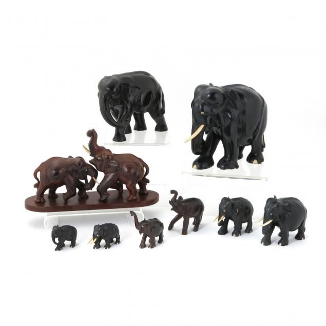 collection-of-carved-wood-and-ivory-elephants