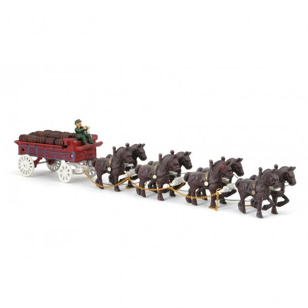 vintage-painted-cast-iron-toy-beer-wagon