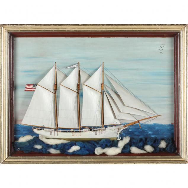 wooden-half-hull-diorama-of-a-three-masted-american-schooner