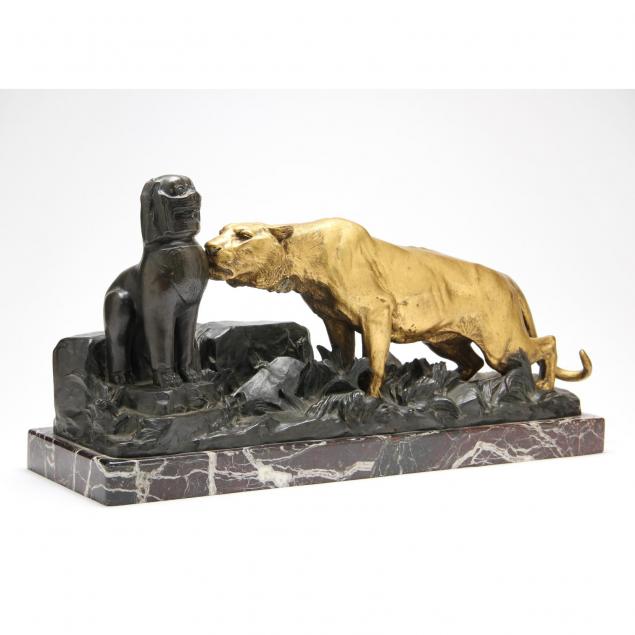 georges-gardet-fr-1863-1939-lioness-discovering-a-foo-dog