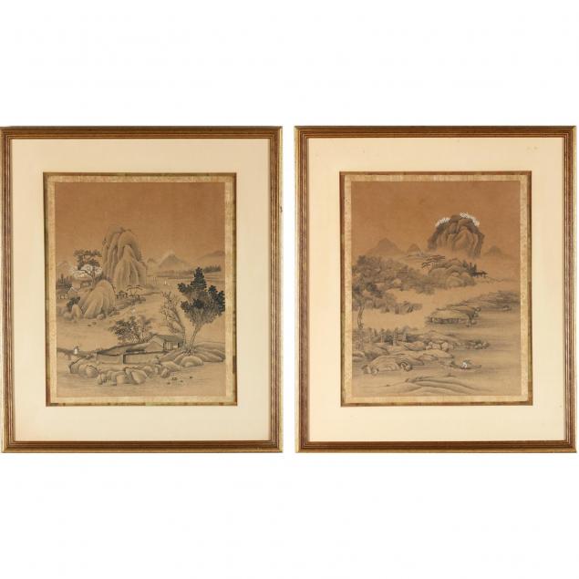 two-chinese-landscape-ink-paintings
