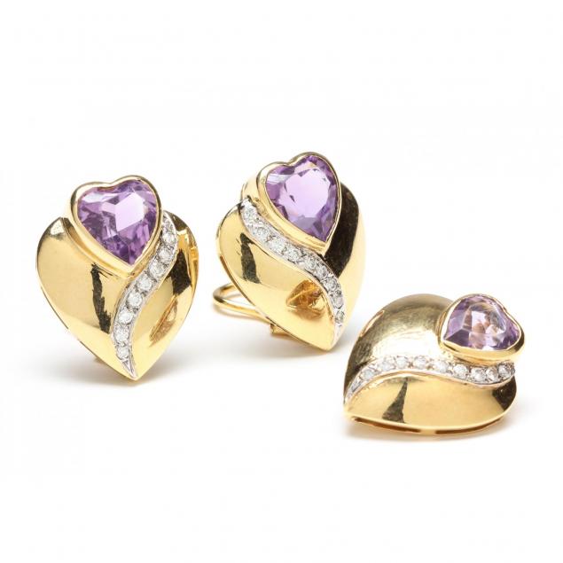 14kt-amethyst-and-diamond-earrings-and-slide