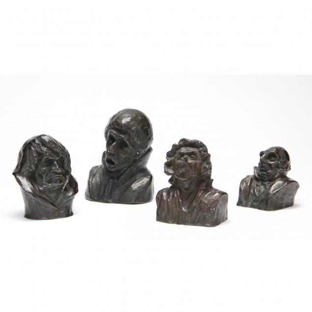 after-honore-daumier-four-bronze-busts