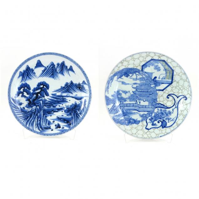two-large-chinese-blue-and-white-chargers