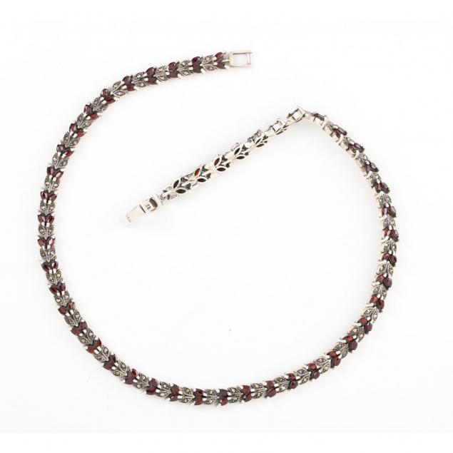 sterling-silver-garnet-and-marcasite-necklace