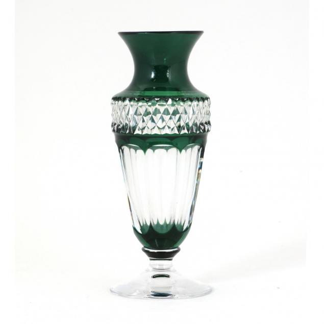val-st-lambert-green-cut-to-clear-crystal-vase