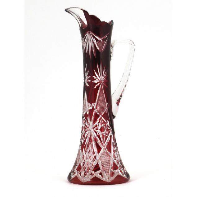 fine-ruby-cut-to-clear-tall-pitcher