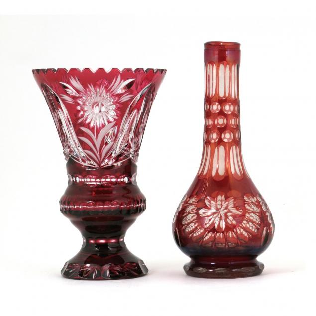 two-red-cut-to-clear-vases