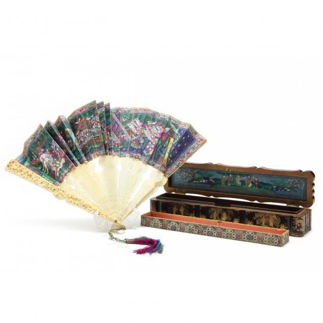 a-chinese-canton-ivory-and-painted-fan-with-lacquer-storage-box
