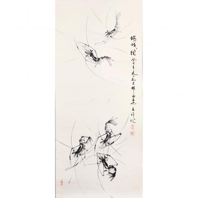 chinese-ink-scroll-painting-of-prawns