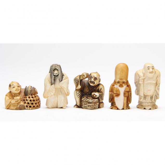 group-of-five-signed-japanese-netsuke