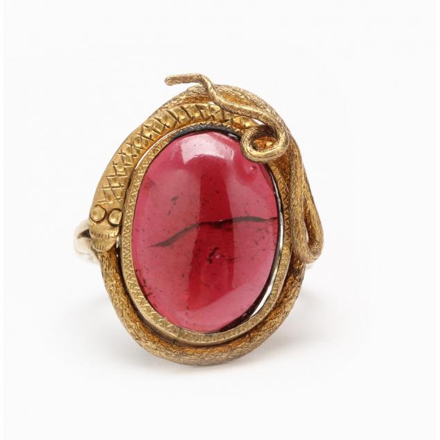 victorian-gold-filled-garnet-serpent-ring