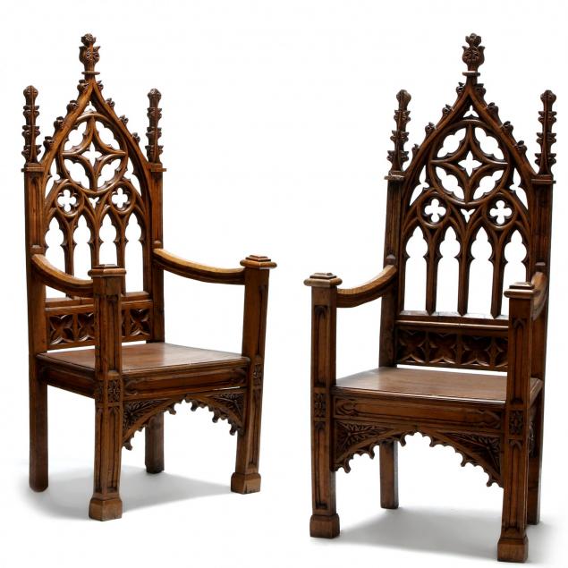 a-pair-of-english-gothic-revival-arm-chairs