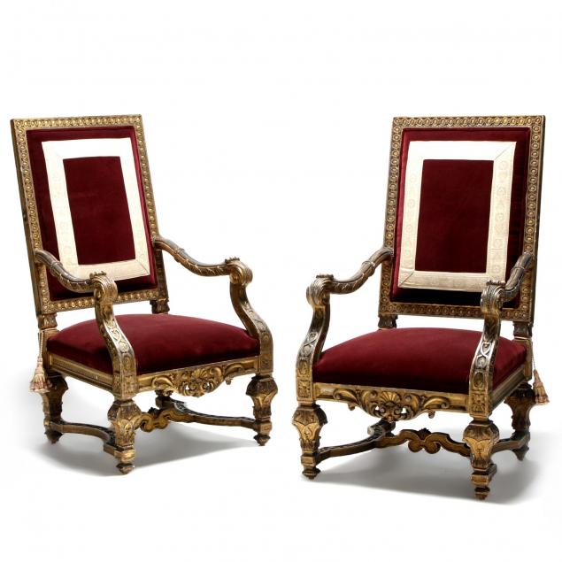 a-pair-of-french-renaissance-revival-carved-and-gilt-great-chairs