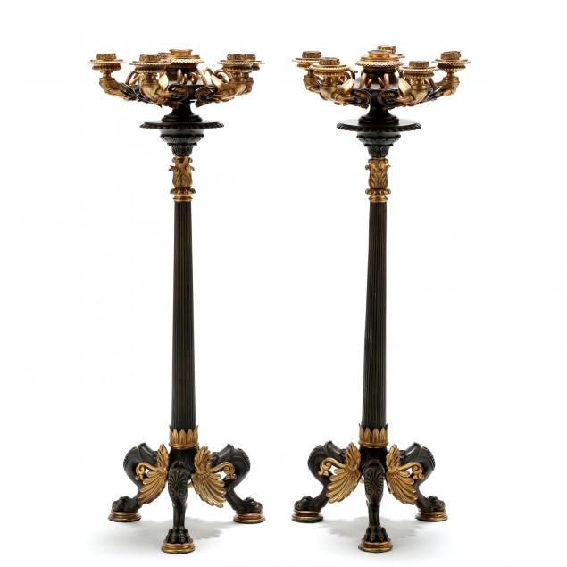 a-pair-of-french-empire-six-light-dore-bronze-candelabra