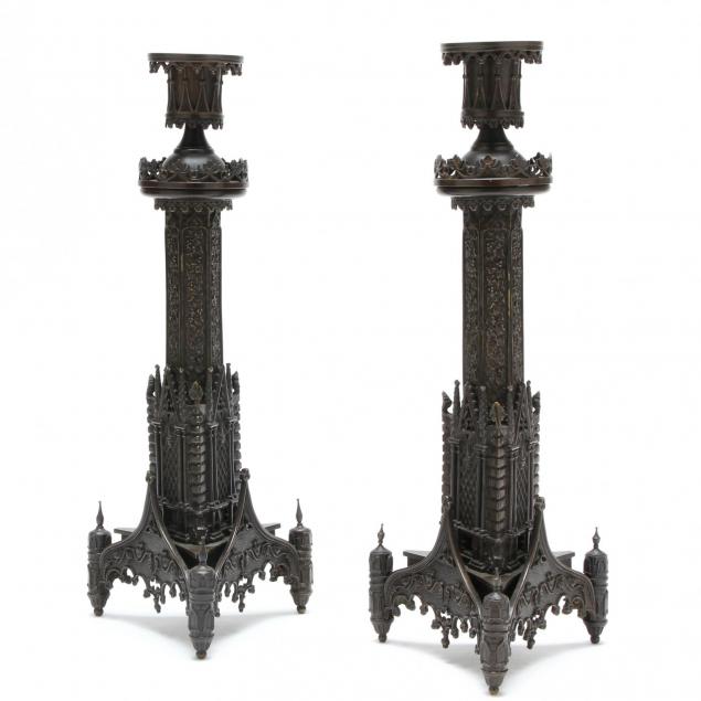 pair-of-antique-bronze-candlesticks-in-the-gothic-style