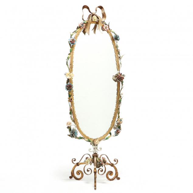unusual-floral-tole-double-sided-cheval-mirror