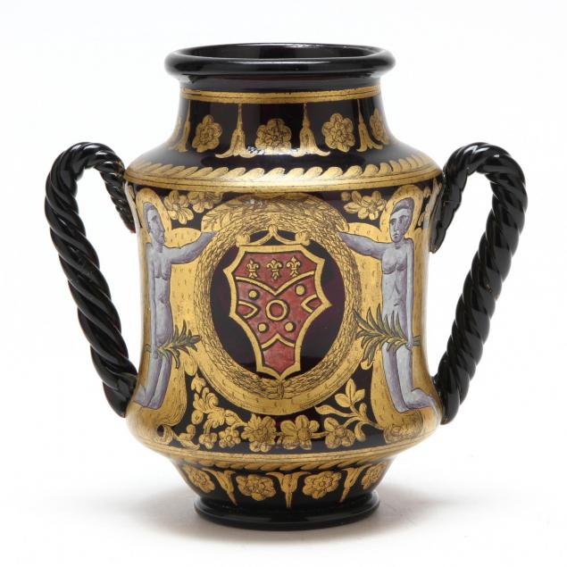 venetian-enameled-glass-heraldic-handled-jar