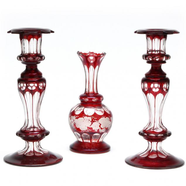 three-pieces-of-bohemian-cut-to-clear-glass