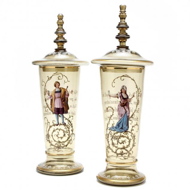 moser-pair-of-large-enameled-lidded-glass-pokals