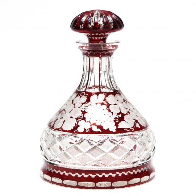 bohemian-ruby-cut-to-clear-decanter