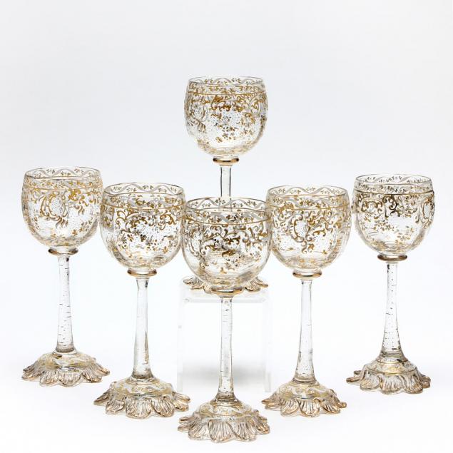 Set of Six Moser Fancy Wine Glasses (Lot 131 - Collection from Dr