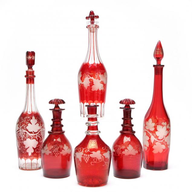 six-bohemian-ruby-glass-decanters