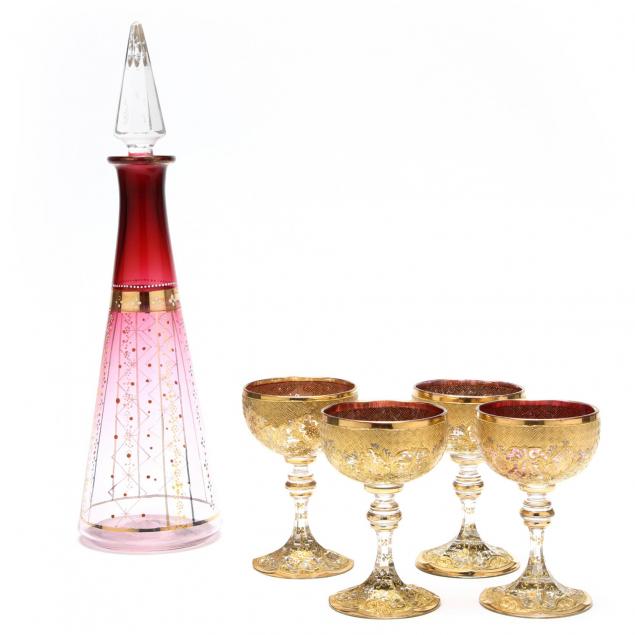 moser-glass-decanter-and-stems