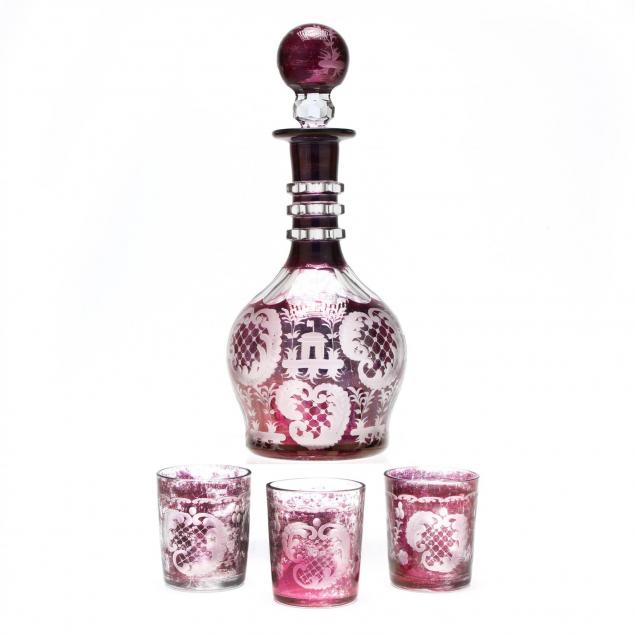 bohemian-engraved-glass-decanter-set