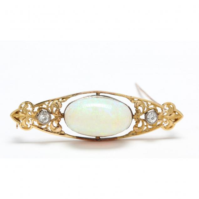 18kt-art-nouveau-opal-and-diamond-brooch