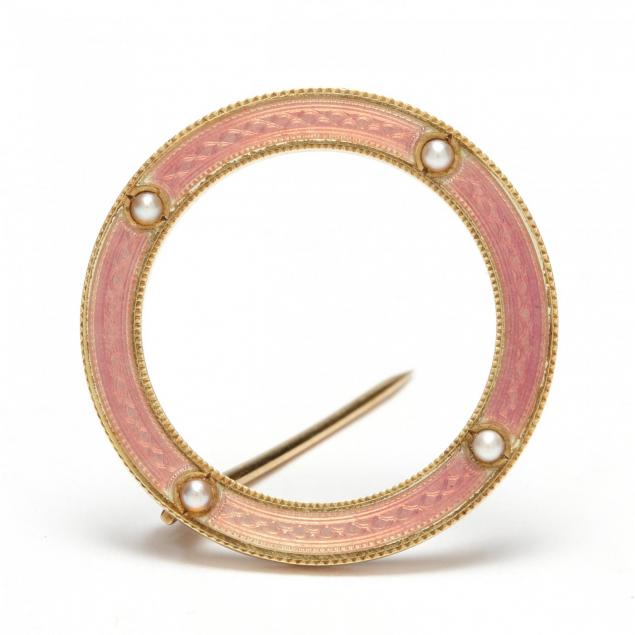 art-nouveau-14kt-and-enamel-circle-pin