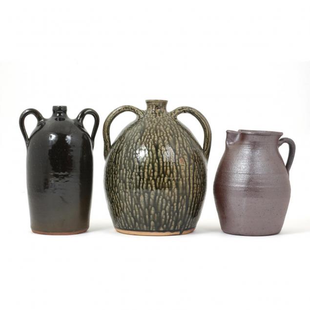 three-georgia-meaders-pottery-jugs