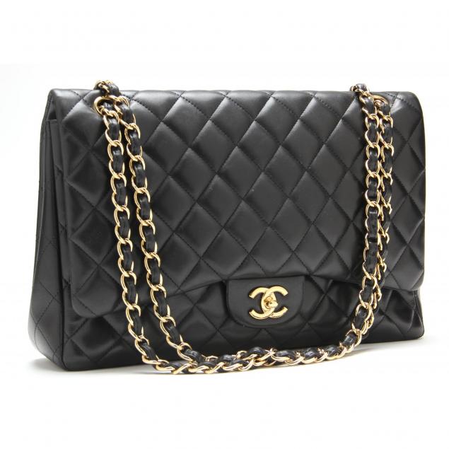 Chanel Silver Metallic Lambskin Quilted Maxi Double Flap Bag at 1stDibs