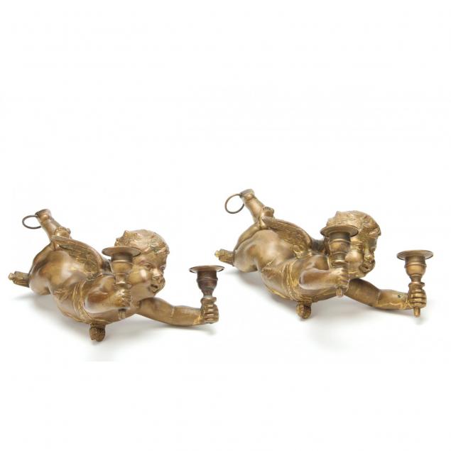 pair-of-antique-figural-gilt-bronze-wall-appliques