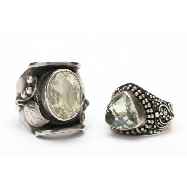 two-sterling-silver-and-gemstone-rings