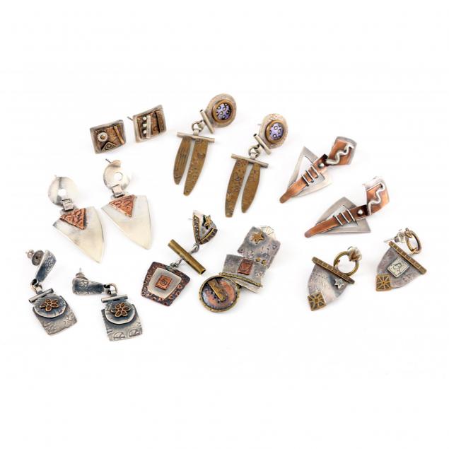 seven-pairs-of-sterling-and-mixed-metal-earrings-nell-chandler-nc