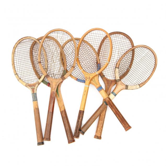 group-of-seven-vintage-tennis-rackets