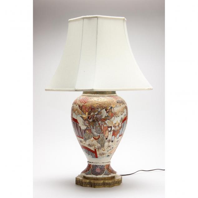 large-japanese-satsuma-porcelain-table-lamp