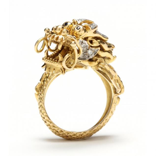 18KT Gold and Diamond Dragon Ring (Lot 1027 - Session I: Estate ...