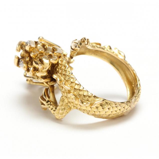 18KT Gold and Diamond Dragon Ring (Lot 1027 - Session I: Estate ...