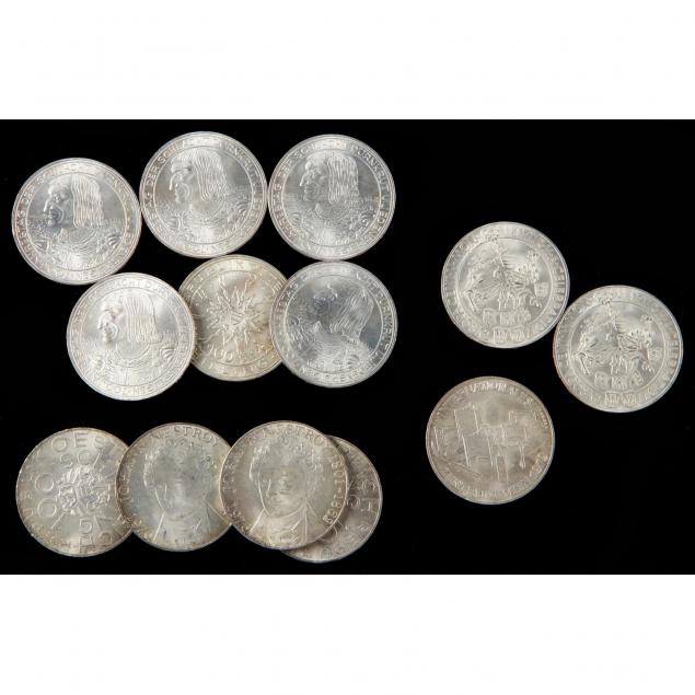 austria-thirteen-mixed-100-schilling-half-ounce-silver-coins