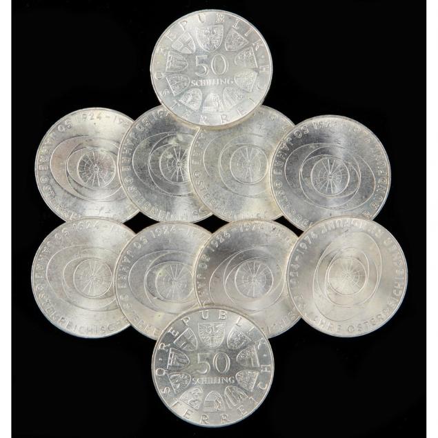 austria-ten-1974-50-schilling-silver-coins