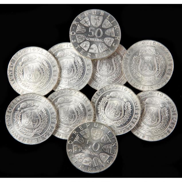 austria-ten-1974-50-schilling-silver-coins